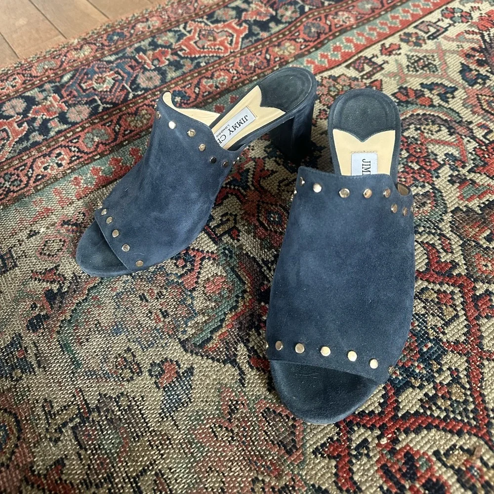 Jimmy Choo Myla Mule in Navy Suede - Picture 6 of 7